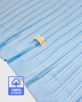 Manta Tejida Trenzada Celeste 100% Algodón Blue